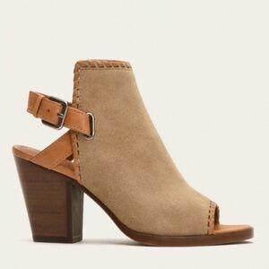 Frye Dani Shield Slingback Peep-Toe Heeled Sandals, Women’s Size 6 in Beige